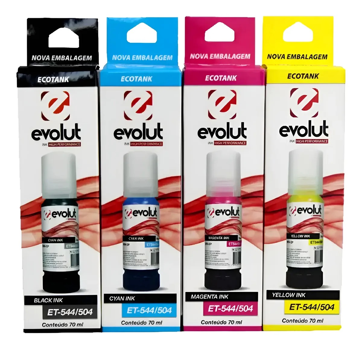 Kit Tinta Original Evolut Et-544 L3250 3111 L6191 L4150 T504 4 Cores