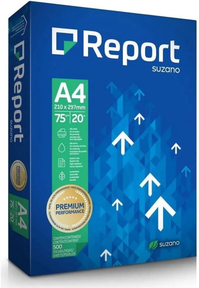 Papel Sulfite Premium A4 75g 500 Folhas Report Branco
